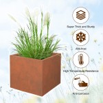 Elevens Corten Steel Planter Box Large planters for Outdoor Plants Tall Planter Box Garden Steel Planter Pot for Patio Deck and Backyard Brown 20*20*20"