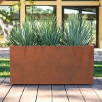 Elevens Corten Steel Planter Box Large planters for Outdoor Plants Tall Planter Box Garden Steel Planter Pot for Patio Deck and Backyard Brown 32*12*15"