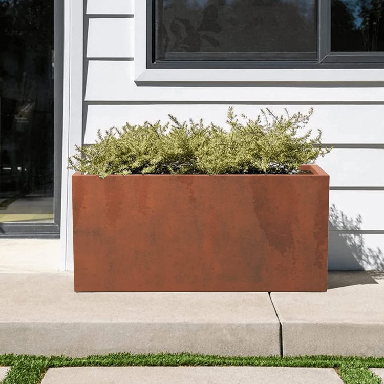 Elevens Corten Steel Planter Box Large planters for Outdoor Plants Tall Planter Box Garden Steel Planter Pot for Patio Deck and Backyard Brown 32*12*15"