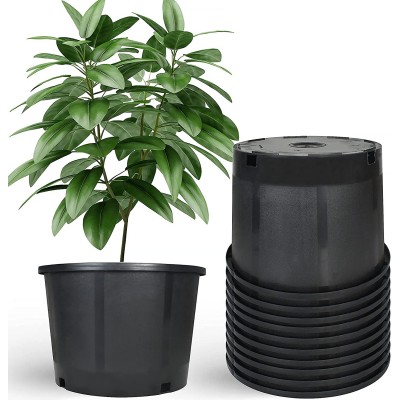 Elfinrm Planter Nursery Pots 3.9 Gallon Pots for Plants Injection Molded Plastic Nursery Pots Plant Container 3.9 Gal 10-Pack