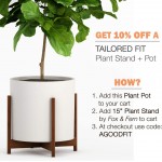 Fox & Fern 15" Large Planter Fits Plant Stand Drainage Plug Indoor Outdoor Matte White