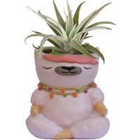 GFF Grass Flip Flops Animal Planter Succulent Pot Cute Llama Pot for Succulents Cactus and Other Small Plants Resin Composite for IndoorOutdoor with Drainage Hole and Plug