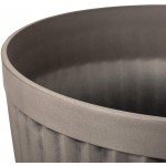 Glitzhome GH20291 Faux Concrete Flower Pot Set of 2 Garden Fluted Planter with Drainage Hole for Indoor and Outdoor Use Gray