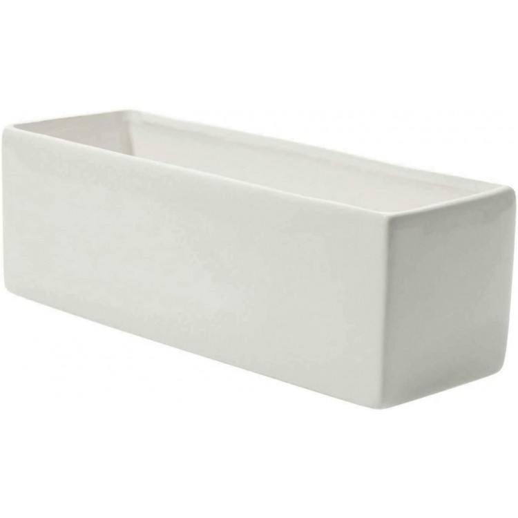 Glossy White Ceramic Planter 4 x 12 Inches Urban Rectangular Pot for Succulents Modern Planter for Office or Home