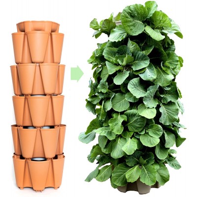GreenStalk Patented Large 5 Tier Vertical Garden Planter with Patented Internal Watering System Great for Growing a Variety of Strawberries Vegetables Herbs & Flowers Classic Terracotta