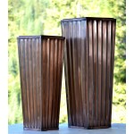 H Potter Tall Outdoor Indoor Planter Patio Deck Flower Ribbed Garden Planters Antique Copper Finish Set of 2