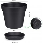 HOMENOTE Pots for Plants 15 Pack 6 inch Plastic Planters with Multiple Drainage Holes and Tray Plant Pots for All Home Garden Flowers Succulents Black