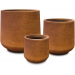 Kante 17.3" 13.4" and 10.6" H Round Iron Oxide Finish Concrete Planter Set of 3 Outdoor Indoor Large Planter Pots Containers with Drainage Holes for Patio Balcony Backyard Living Room