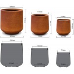 Kante 17.3" 13.4" and 10.6" H Round Iron Oxide Finish Concrete Planter Set of 3 Outdoor Indoor Large Planter Pots Containers with Drainage Holes for Patio Balcony Backyard Living Room