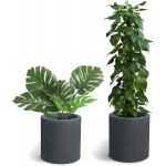 Kante RC0119ABC-C60121 Set of 3 Lightweight Concrete Outdoor Modern Cylindrical Planters 15.8 12.6 and 9.8 Inch Tall Charcoal