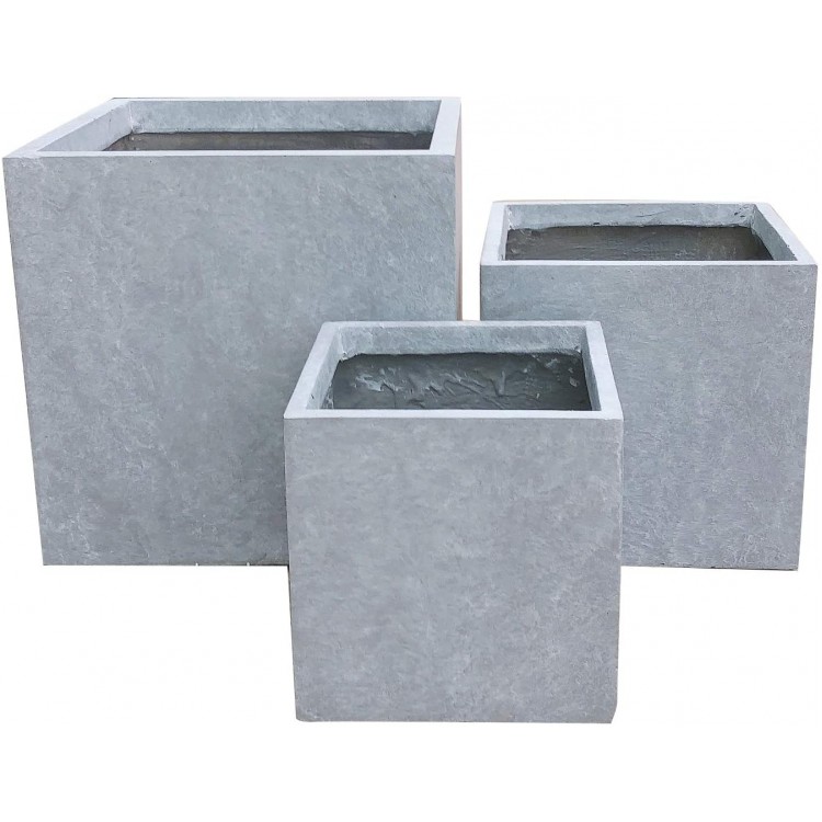 Kante RF0001ABC-C60611 Lightweight Concrete Modern Square Outdoor Planter Slate Gray