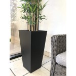 Kante RF0004C-C70221 Lightweight Concrete Modern Tapered Tall Rectangle Outdoor Planter Burnished Black