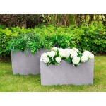Kante RF0104AB-C80021-2 Lightweight Durable Modern Rectangle Outdoor Set Planter Weathered Concrete