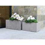 Kante RF0104AB-C80021-2 Lightweight Durable Modern Rectangle Outdoor Set Planter Weathered Concrete