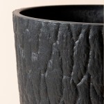 LA JOLIE MUSE Tall Planter 14.2 Inch Large Indoor & Outdoor Tree Planter Plant Pot Containers with Tree Bark Texture Black