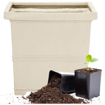 Martha Stewart Garden Square False Bottom Planter 12 Inch Gray