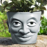 Moon Emoji Head Planter GUGUGO Face Planters Pots with Drainage Flower Plant Pots for Indoor Plants Unique Funny Small Succulent Desk Vase for Plant Lover Gifts
