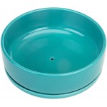MyGift 8 Inch Turquoise Ceramic Indoor Plant Pot with Drainage Hole and Removable Drip Tray Round Succulent Planter