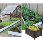 Raised Garden Bed Outdoor Patio Lawn Plant Planter,Flower Vegetables Planting Container with Drainage Holes,Rectangle Balcony Planter
