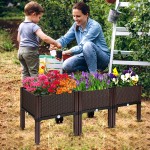 Raised Garden Beds Elevated Planter Box for Outdoor Plants Growing Perfect for Vegetables Flowers Herbs Planting in Patio Balcony 3 Sets