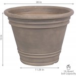 Sunnydaze Franklin Flower Pot Planter Outdoor Indoor Unbreakable Polyresin Container UV-Resistant Beige Finish Set of 4 Large 20-Inch Diameter