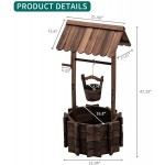 UDPATIO Wishing Well for Outdoors Planter for Plants Flowers Large Wooden Planter with Hanging Bucket Rustic Solid Fir Wood of Decor for Garden Yard Patio Lawn Backyard Home Decorations w Gloves