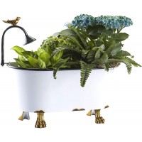Vintage Style Mini Bathtub Planter with Enamel Finish Indoor Accent