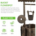 Yaheetech 22x22x47.5in Wooden Wishing Well Planter for Outdoors with Hanging Flower Bucket Rustic Standing Plants Box Patio Front Yard Ornaments Lawn Decorative Brown