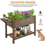 Yaheetech 49x22x32in 8 Pockets Raised Garden Bed Elevated Wood Planter Box Stand with Foldable Side Table and Storage Shelf for Herb Vegetables Flowers