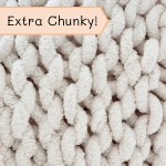 Adyrescia Chunky Knit Blanket Throw | 100% Hand Knit with Jumbo Chenille Yarn 50"x60" Cream White
