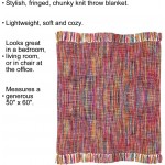 ART & ARTIFACT Throw Blanket Chunky Woven Afghan Warm Acrylic Afghan 48" x 70" Bright Colors Striped Throw Blankert