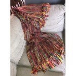 ART & ARTIFACT Throw Blanket Chunky Woven Afghan Warm Acrylic Afghan 48" x 70" Bright Colors Striped Throw Blankert