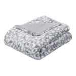 Basics Fuzzy Faux Fur Sherpa Throw Blanket 50"x60" Gray Snow Leopard