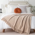 BATTILO HOME Boon Knitted Tweed Beige Throw Couch Cover Blanket Super Soft Cozy Warm Large Throws for Home Decor 56" x 96"