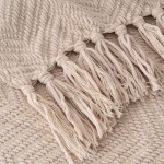 BATTILO HOME Boon Knitted Tweed Beige Throw Couch Cover Blanket Super Soft Cozy Warm Large Throws for Home Decor 56" x 96"