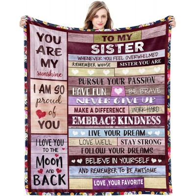 Blanket to Sister Birthday Gifts from Sister Personalized Sister Ultra-Soft Flannel Throws Blankets Sister in Law Sisters Warm Quilts for Bed Couch to My Sister 60*50in