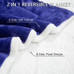 Blue Sherpa Fleece Blanket Throw Size Fuzzy Plush Flannel Blanket for Couch Sofa and Bed Microfiber Lightweight Reversible Soft Cozy Warm Luxury Bed Throw Blanket  50x60 Inches