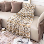 Boho Throw Blanket Knitted Tassel Vintage Throw Blankets Soft Lightweight Decorative Throw Blanket for Sofa Couch Bed and Living Room- All Seasons 51.2x59 Inch