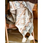 Boho Throw Blanket Knitted Tassel Vintage Throw Blankets Soft Lightweight Decorative Throw Blanket for Sofa Couch Bed and Living Room- All Seasons 51.2x59 Inch
