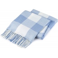 Buffalo Plaid Throw Blanket for Couch Farmhouse Throw with Check Pattern Soft Woven with Decorative Fringe Lightweight for Bed Sofa Chair Office Outdoor 50 x 60 in. Light Blue