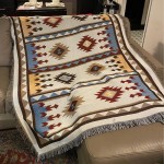 CCHYF Aztec Throw Blanket Native American Blanket Southwestern Boho Decor Reversible Woven Tassels Mexican Blankets and Throws for Couch Bed Chair Wall Livingroom Outdoor Beach Travel 51"x63" White