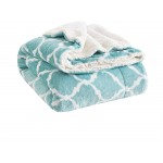 Comfort Spaces Ultra Soft and Cozy Sherpa Throw Blankets for Couch and Bed  Plush Fleece Reversible Throw-Blanket with Fuzzy Faux FurThrows 50x60 Aqua Ogee