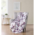 Decorative Throw Blankets: Soft Plush Lively Rose Floral Accent for Couch or Bed Colored: Blush Pink Purple Navy Blue Grey White