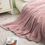 Exclusivo Mezcla Large Flannel Fleece Throw Blanket Soft Jacquard Weave Leaves Pattern Blanket 50" x 70" Dusty Pink Cozy Warm Lightweight and Decorative