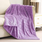 Exclusivo Mezcla Soft Throw Blanket Large Fuzzy Fleece Blanket Decorative Geometry Pattern Plush Throw Blanket for Couch Sofa Bed 50x60 Inches Lilac Purple