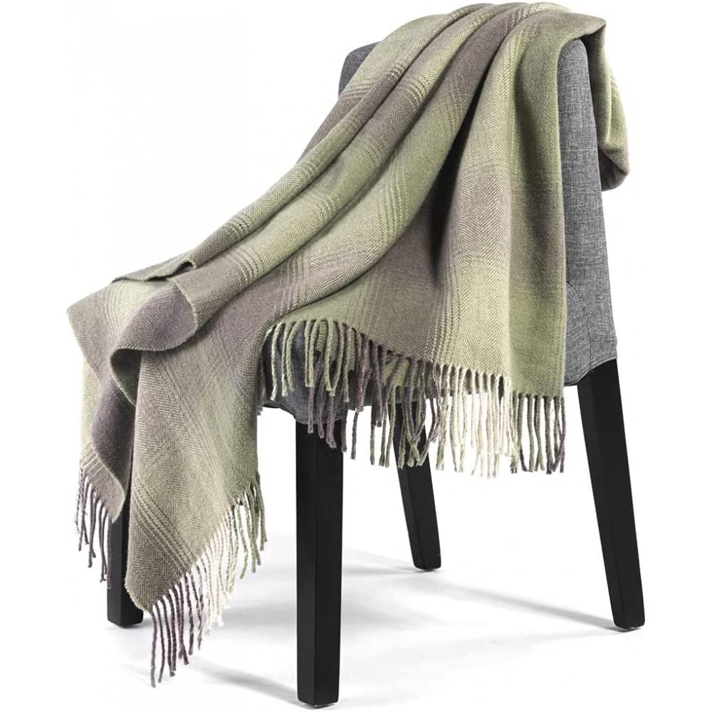 Farridoro Wool Fringe Throw Blanket 51 Inch with 67 Inch Wool Throw Blanket for Couch Bed Sofa Camping Chair