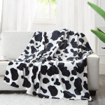 Fleece Cow Print Blanket Black and White Bed Cow Throws Soft Couth Sofa Cozy Warm Small Blankets Plush Gift for Daughter Mom Bedroom Decor 40x50 inch