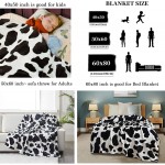 Fleece Cow Print Blanket Black and White Bed Cow Throws Soft Couth Sofa Cozy Warm Small Blankets Plush Gift for Daughter Mom Bedroom Decor 40x50 inch