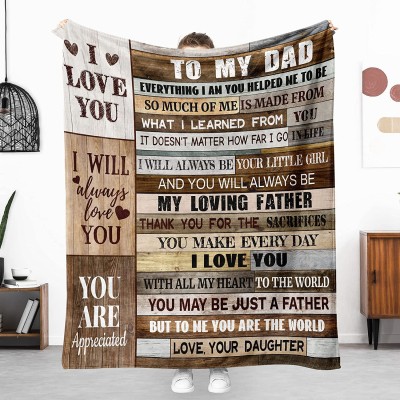Gifts for Dad from Daughtger Throw Blanket Birthday Gifts to My Dad Father Ultra-Soft Cozy Fleece Blanket Idea Blanket for Bedding Sofa Dad-Wood 60"x50"