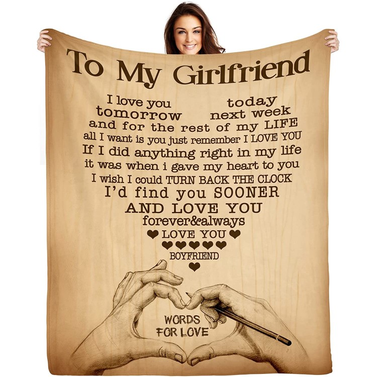 Gifts for Girlfriend to My Girlfriend Blanket Anniversary Romantic Gifts for her Best Birthday Gifts for Girlfriend from Boyfriend I Love You Gifts for Women Healing Thoughts Fleece Blanket 50"x60"